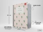 A4 Spiral Notebook 500 Pages Premium Single Ruled Cactus Design Hybrid Lamination SBS Cover Long Lasting Spiral Binding - Image 3